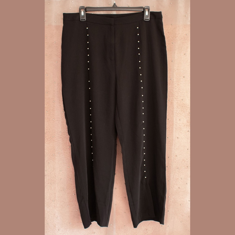 Lea & Viola Cropped Trousers with Pearl Detail Size L